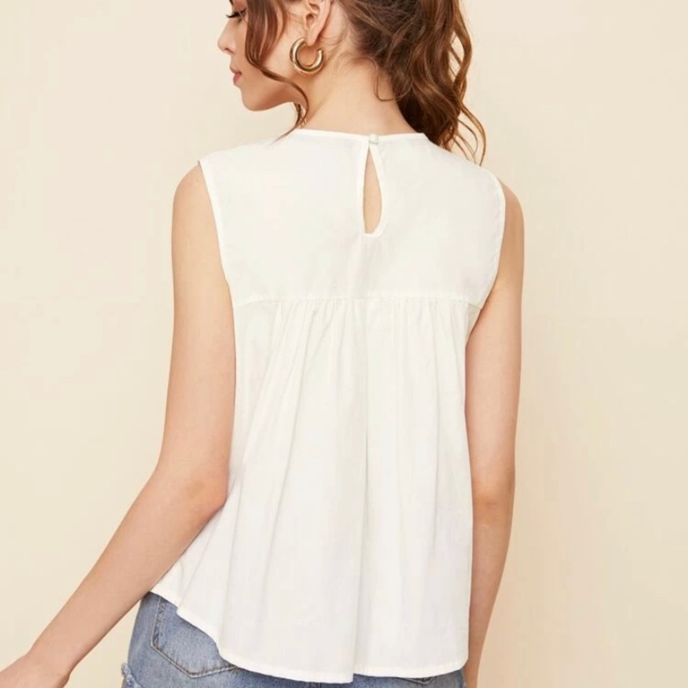 SHEIN 100% Cotton Embroidered Sleeves Top - Picture 14 of 14